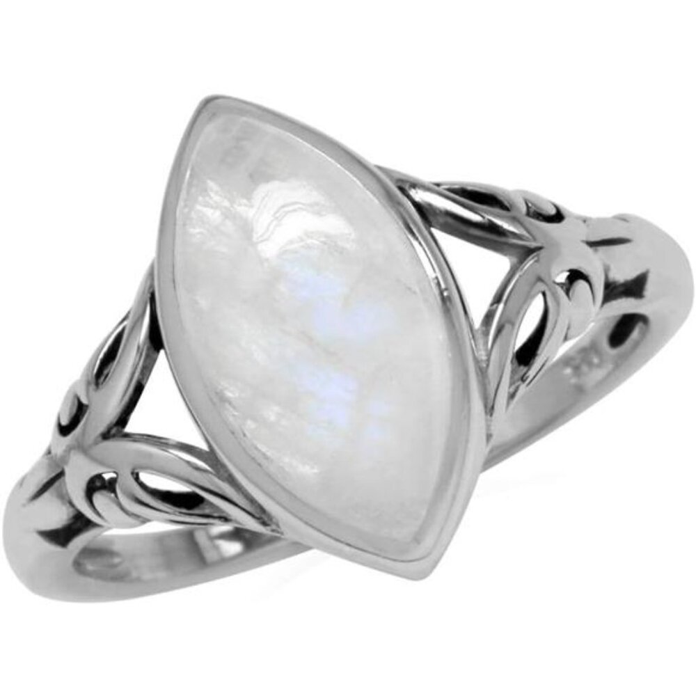14X7mm Natural Marquise Shape Moonstone 925 Sterling Silver